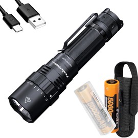 Fenix PD40R v3.0 High Lumen USB-C Rechargeable Flashlight, 3000 Lumen with Two ARB-L21-5000 and LumenTac Organizer