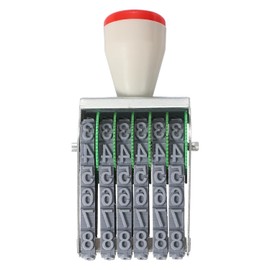 PATIKIL Sello rodante de 6 dígitos, número personalizado 0-9 con símbolo de 7.5 mm para bricolaje, papelería, scrapbooking, oficina y negocios, color gris