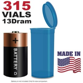 W Gallery 315 Translucent Blue Vials - 13 DRAM Pop Top Bottle - Smell Proof Containers