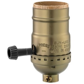 Lamp Socket Replacement, E26 Threaded Base, Turn Knob for ON/Off Light Settings, Lamp Parts for Table and Floor Lamps Repair, Light Socket with Lamp Switch Kit(Antique Brass)