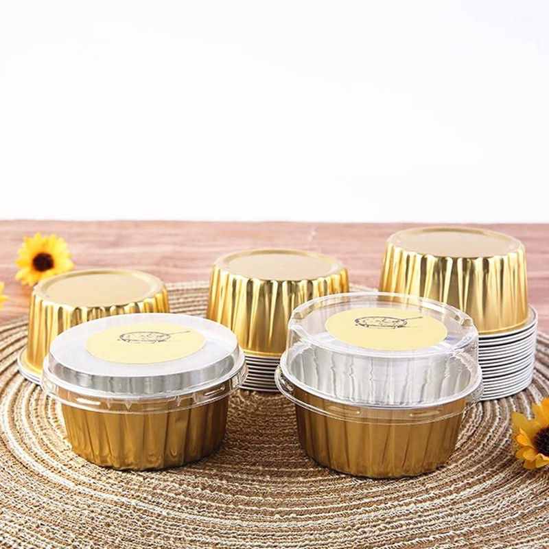 50 Set Disposable Cupcake Wrappers Cupcake Muffin Liners with Lids,