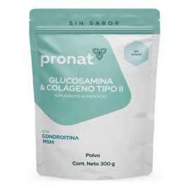 Glucosamina Y Colágeno Tipo II sabor Natural 300 Gr Pronat                                                                                            
