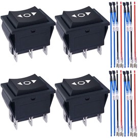 MKBKLLJY 4pcs DC 20A 12V Automatic Lock Motor Polarity Reverse Rocker Switch, DPDT 6 Pin ON-OFF-ON 3 Position Boat Motor Control Switch Toggle Switch 16A 250V AC/20A 125V AC/20A with Jumper Wire