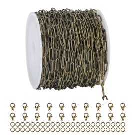 UMAOKANG 32.8 Feet Bronze Plated Brass Jewelry Making Chains Bulk Paperclip Chain for Jewelry Making Jewelry Supplies Findings