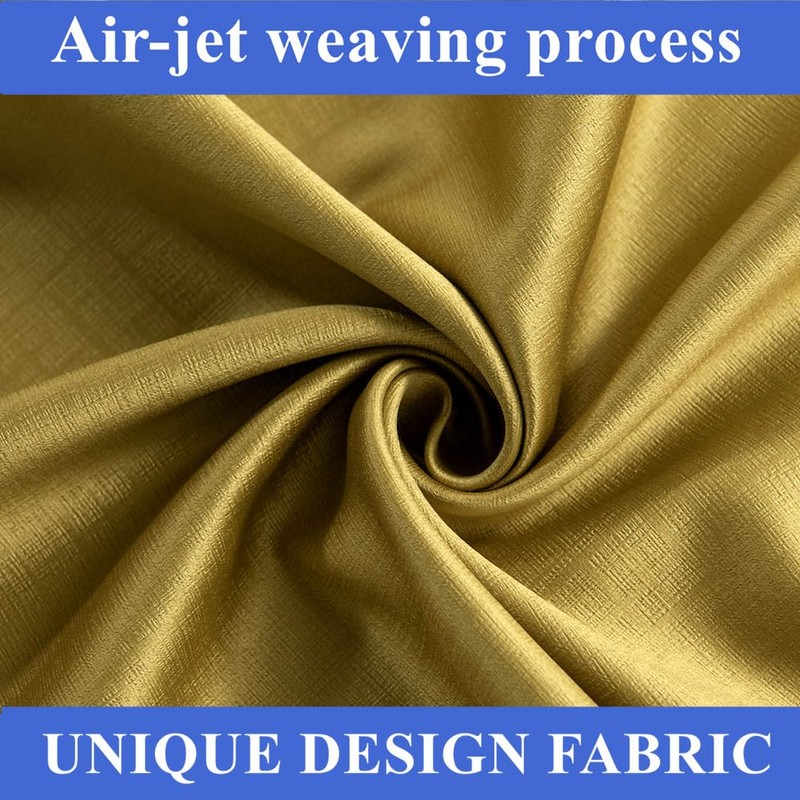 Amidoudou Luxurious Full Blackout Curtains | Gold | 2 Panels
