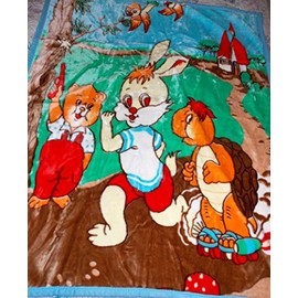 New Rabbit & Turtle Running A Race Design Plush Mink Baby Blanket Throw