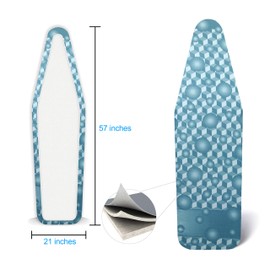 Dalykate Ironing Board Cover 21 x 57 with Scorch and Stain Resistant Thick Padding and Elasticized Edge Ironing Board Covers 4 Fasteners and 1 Protective Scorch Mesh Cloth