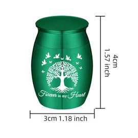 Small Keepsake Urn for Human Ashes Tree of Life Cremation Urns Mini Set of 7 Urns Perfect Stainless Steel Memorial Ashes Holder Small Funeral Ash Urn-Forever in My Heart (7Pcs-Silver)
