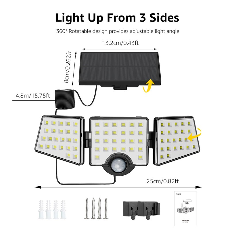 Solar Lights for Outside, WL5000 Motion Activated Security Lights, Separate