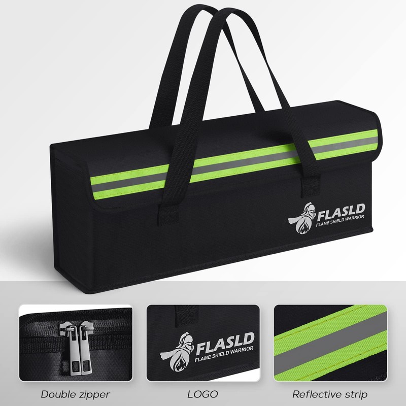 FLASLD 2-Pack E-Bike Battery Bag Fireproof Safe Charging Bag Explosionproof