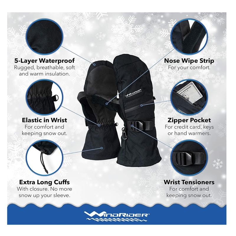 WINDRIDER Rugged Waterproof Winter Mittens - Size: L