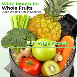 Godspeeds Juicer Machines, 5.8" Large Feed Chute Slow Masticating Cold Press Juicer for Whole Fruits & Vegetables, Easy to Clean & High Juice Yield