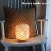 LUSHARBOR Rattan Lamp, Cordless Boho Lamp Battery Operated, Table Lamp
