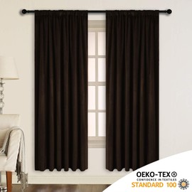 SNITIE Brown 72 in Long Velvet Curtains with Back Tab and Rod Pocket Thermal Insulated Soft Privacy Light Filtering Velvet Drapes for Bedroom and Living Room, Set of 2 Panels, 52 x 72 Inches Long