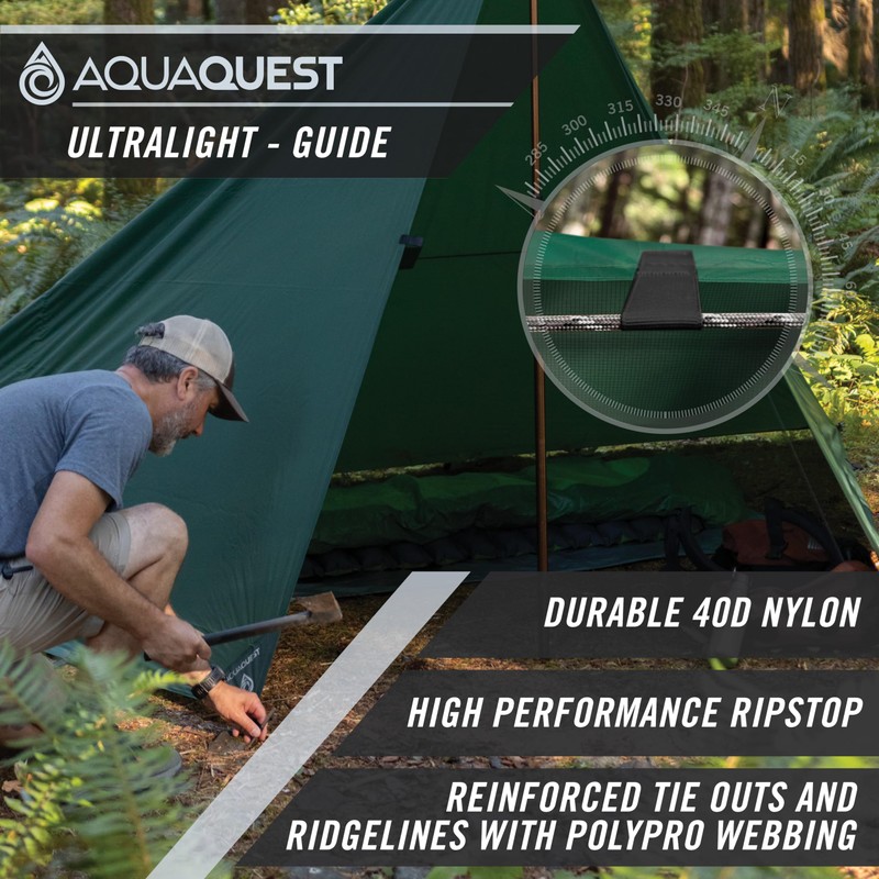 AquaQuest Guide Camping Tarp - Ultralight Tent Cover or Rain