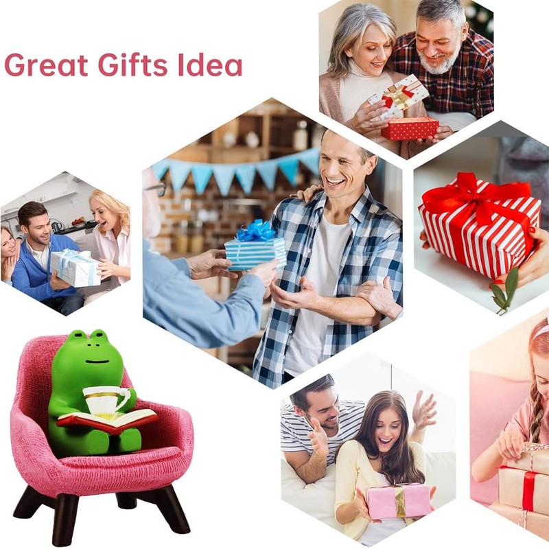 EasyBravo Funny Cute Miniature Frog Figurines - Frog Sculpture for