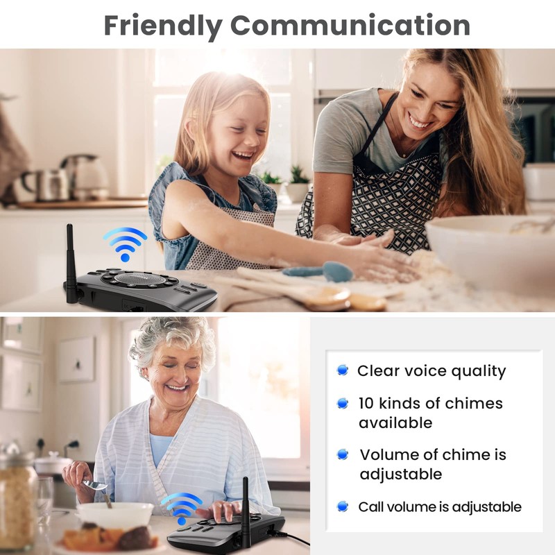 Hands-Free Intercoms Wireless for Home Business, Wuloo Upgrade Two Way