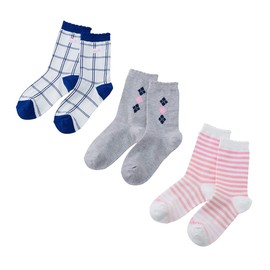 Miki House 14-9644-824 Socks Pack Socks, Set of 3, Crew Length, Boys, Girls, Baby, Kids, Children's Clothes, Kindergarten Commuting to School, white