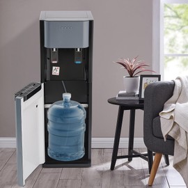 Bottom Loading Water Cooler Dispenser 304 Stainless Steel Inner Liner Water Cooler for Home, Office, Living Room, Holds 5 Gallon Bottles, Hot/Cold Water,13x11.8x35.4in (Dark Gray)