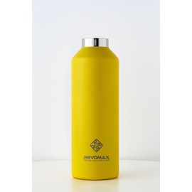 REVOMAX Carbonated Vacuum Insulated Bottle, No Cap, 32 oz, 950 ml, 18 Hours Hot & Cold for 36 Hours (Acid Yellow)