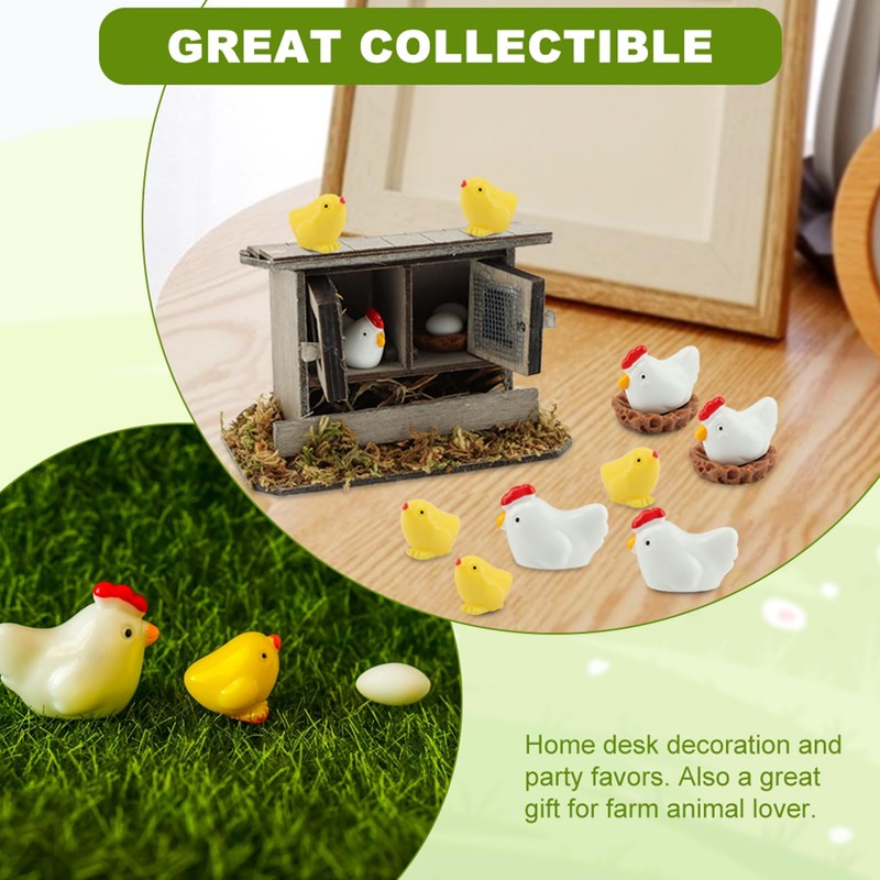 Fairy Garden Mini Chicken Coop Decor, 26-Piece Farm Scene Set