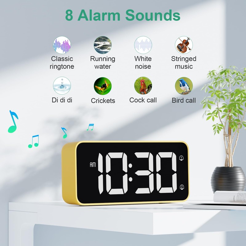 HERMIC Alarm Clock Bedside Clock Large Digital Led Display, Full-Range