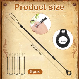 8pcs Elastic Tether Lanyard, 9.8 Inch Pen Leash Anti-Lose Stylus Tether Retractable Spring Coil Strap Stylus Lanyard Cord for Tether Drawing Pen to Tablet Touchscreen (Black)