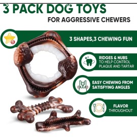 Chewssor Dog Toys, 3-Pack Indestructible Dog Chew Toys for Aggressive Chewers