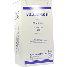 MULLKOMPRESSEN 10 x 20 cm Sterile 8-Way Pack of 25 x 2