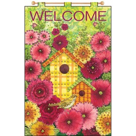 Design Works Yellow Birdhouse-May Banner Felt & Sequin Kit