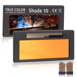 Gold Shade 10 Auto Darkening Welding Lens, True Color Welding Lens 2x4 1/4 Welding Lense for Sugar Scoop Welding Hood or Pancake Welding Hood (Len Inside the Gloves)