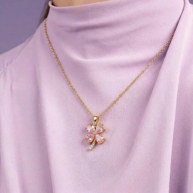 Forever 21 - Collar Plata 925 Oro 14k Trébol Cuatro