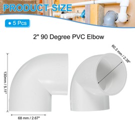 PATIKIL 2" 90 Degree PVC Elbow Fitting, 5 Pcs 2 Way Pipe Fitting Connector Furniture Grade Pipe Corner Connector Adapter for Building Pool Products Greenhouse Garden