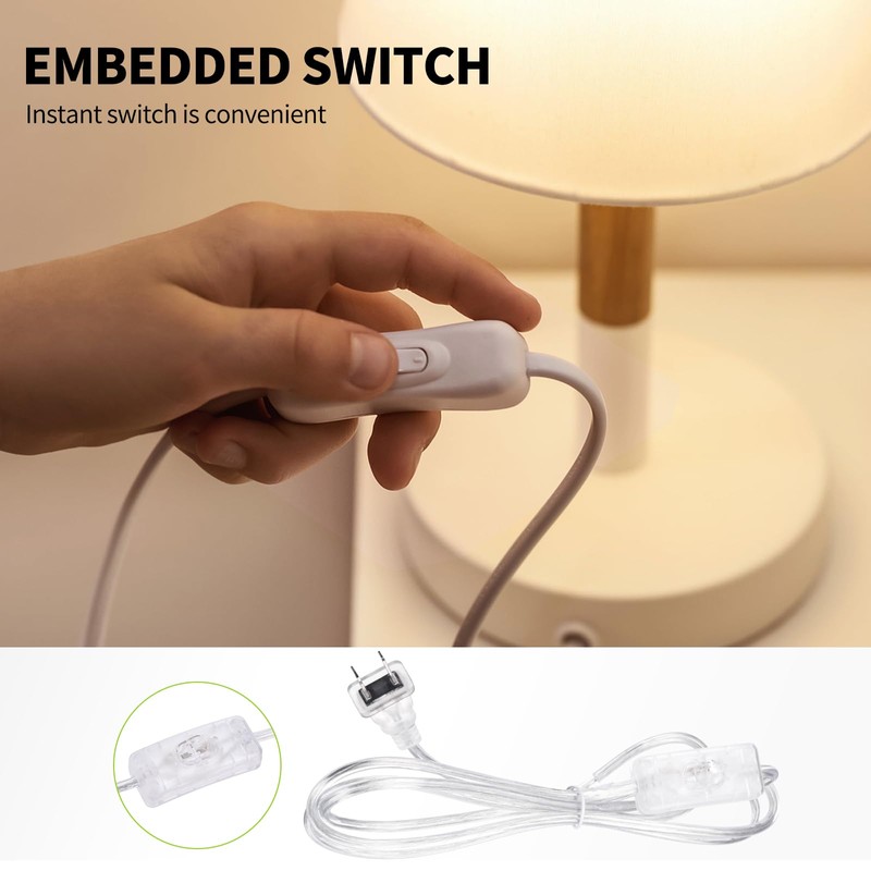 LUMLLSAJI 20AWG Lamp Cord with On/Off Switch, 6ft (1.8m) Clear