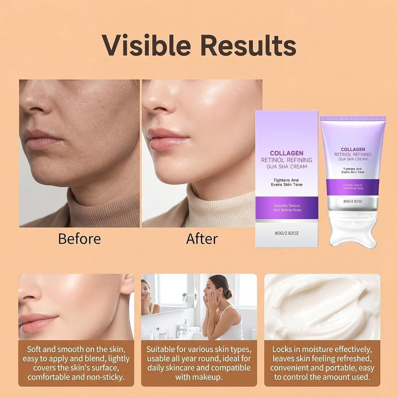 Crema facial reafirmante con Gua Sha, colágeno y retinol –