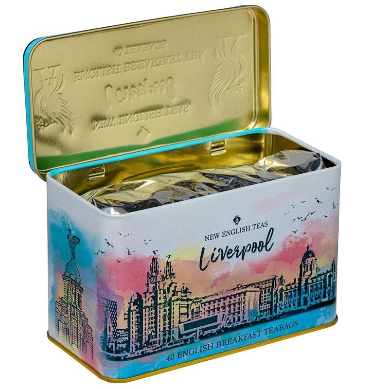 New English Teas Liverpool Gifts Tea Caddy with 40 English