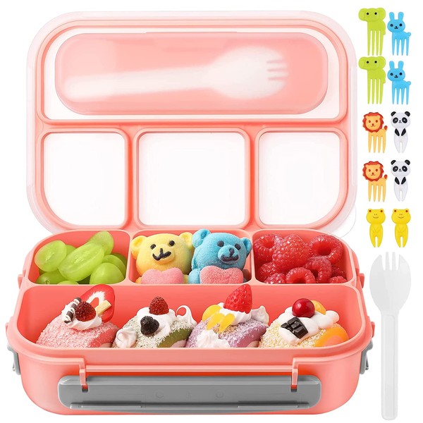 Caja de almuerzo,Charolas Bento para Adultos/Niños,Lonchera con cuchara y cubiertos,1300