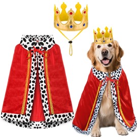 Large Dog Halloween Costumes Dog King Costumes Cape Crown for Medium Dogs Funny King Prince Halloween Cosplay Costume for Large Medium Small Dogs Cats