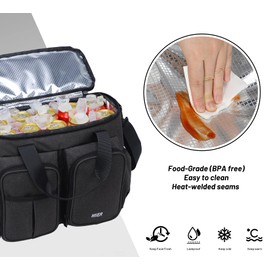 MIER Lunch Box for Men Heavy Duty Insulated Lunch Bag 20 Cans Large Leakproof Soft Cooler Bags with Multiple Pockets for Picnic Work Travel (Dark Gray)