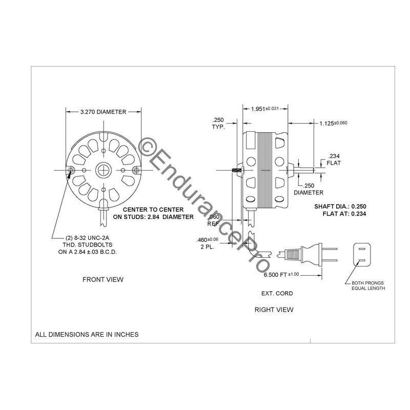 Endurance Pro 3.3 Inch Diameter Vent Fan Motor Direct Replacement
