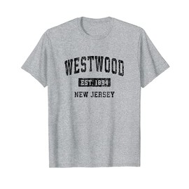 Westwood New Jersey NJ Vintage Sports Design Black Design T-Shirt