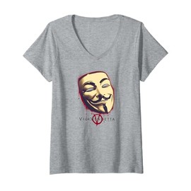Womens V for Vendetta Fawk's Mask V-Neck T-Shirt