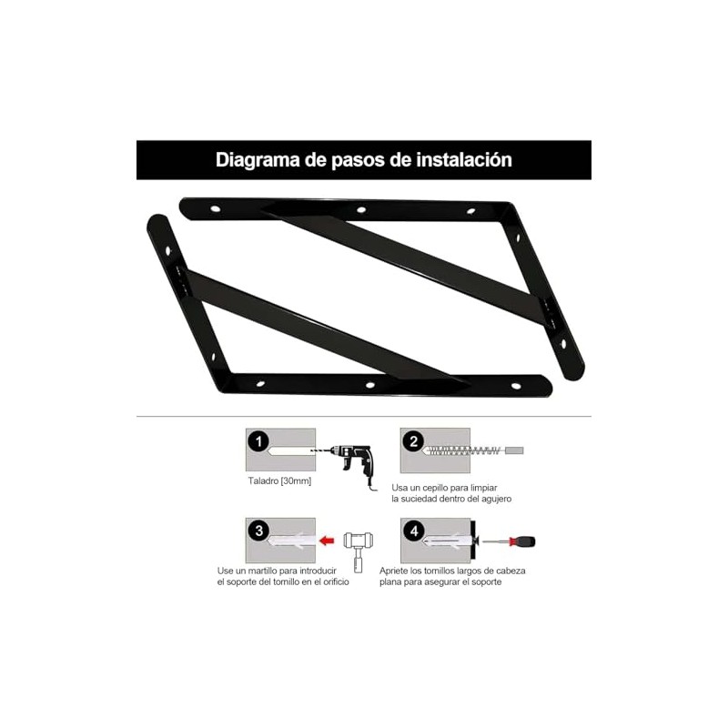 10 Piezas Escuadras para Repisas, Soportes para Estantes de 30cm,