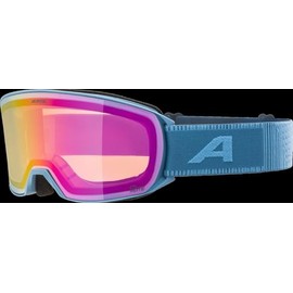 ALPINA NAKISKA Q-LITE Mirrored, Contrast-Enhancing OTG Ski Goggles with 100% UV Protection for Adults, Smoke Blue Matt, One Size