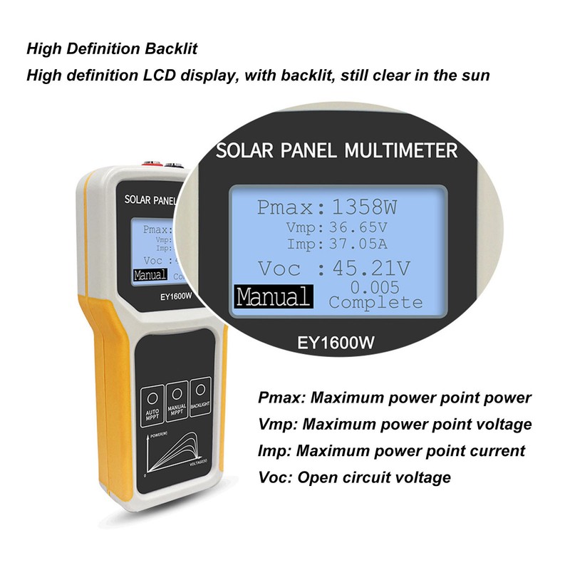 Solar Panel MPPT Tester 5‑1600W 0‑60A Photovoltaic Panel Multimeter with