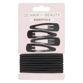 Oz Essentials Hair Clip and Elastic Set - Black