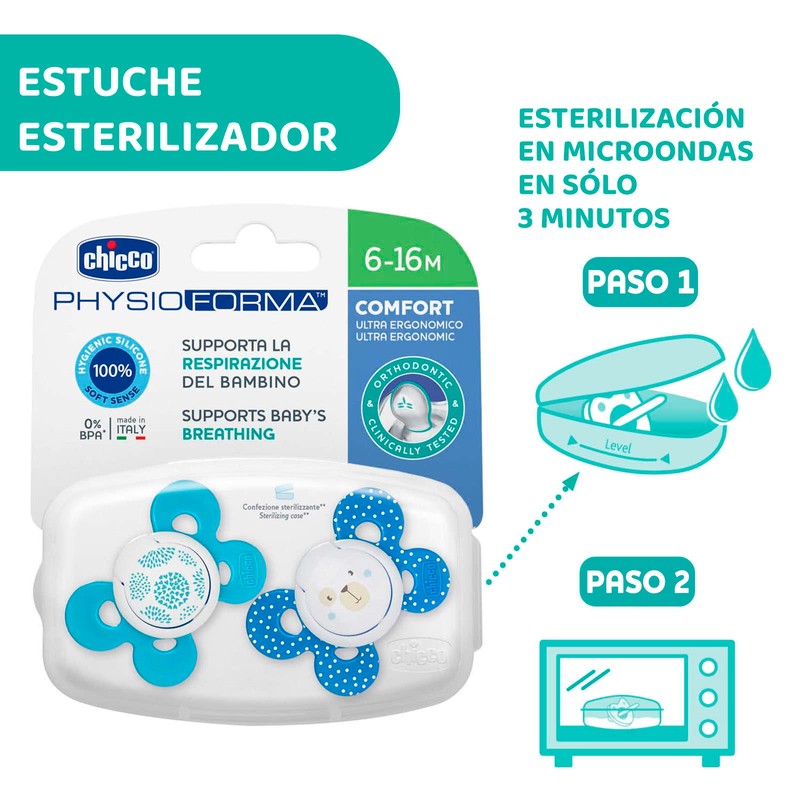 CHICCO, Set de Chupón para Bebé PhysioForma Comfort, 6 a