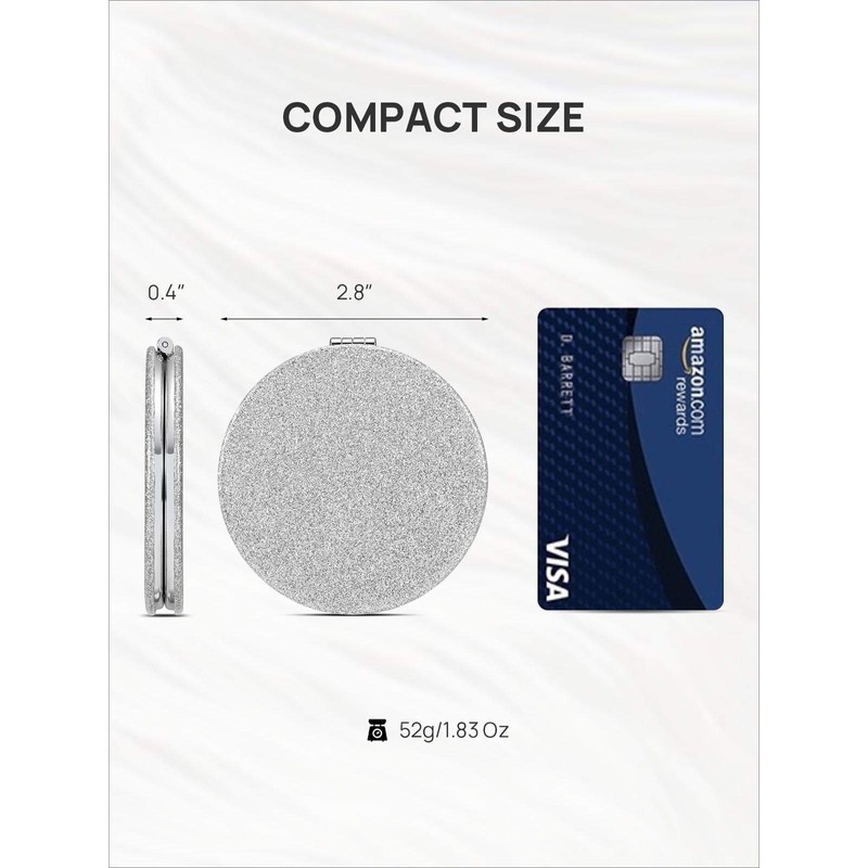 OMIRO 1X/10X(300R) Magnifying Compact Mirror with PU Leather, Ultra-Portable for