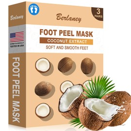 Coconut Foot Peeling Mask, 3 Pairs of Skin Exfoliating Foot Masks for Dry feet, Cracked heels, Callus, Dead Skin Remover,for Smooth Touch Feet, Spa Experience at Home or Travel