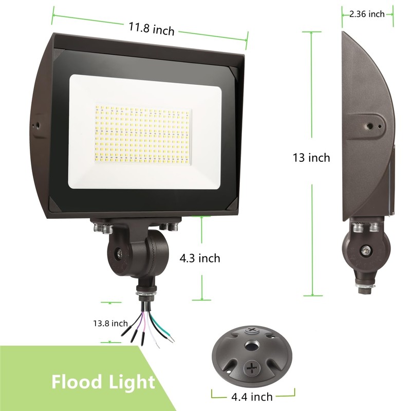 ECCFUTLL 150W Outdoor LED Flood Light with Plate, 5000K Daylight